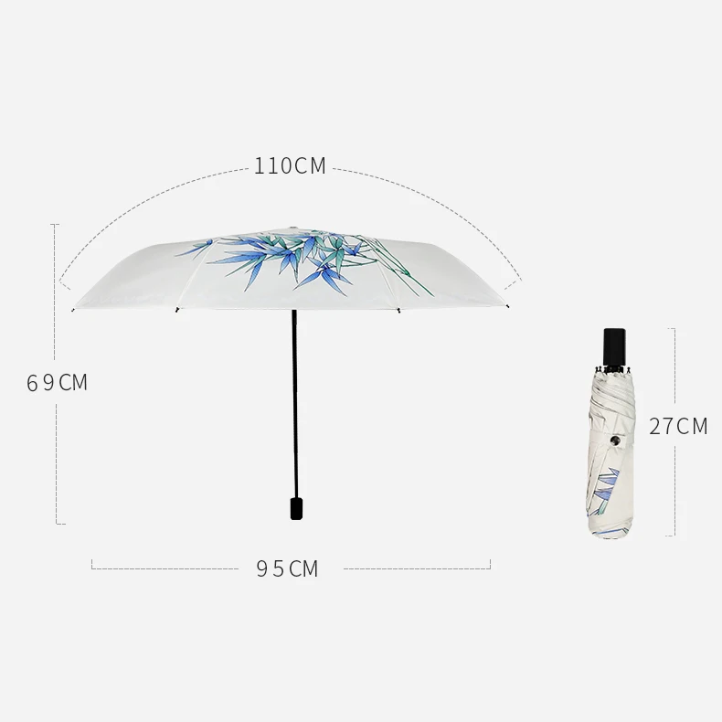 

Print Flower Umbrella Blue R Sunny and Rainy Women Non-automatic Umbrella Novelty Double LayeIns Wind Resistant Umbrella B65