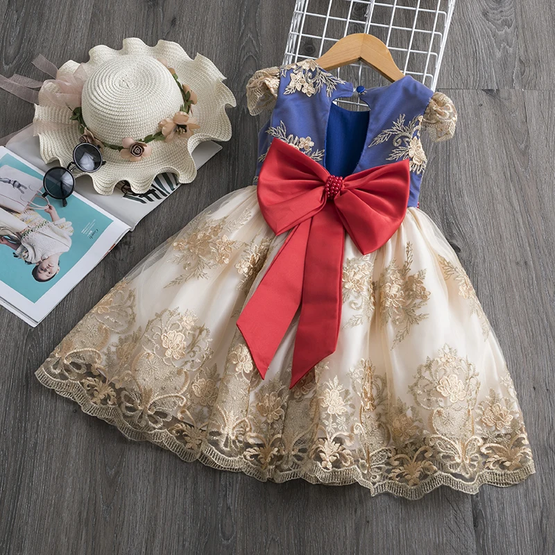 Girls Easter Costume Summer Dress for 4 to 10 Years Kids Party Frocks Flower Embroidery Sleeveless Wedding Vestidos | Детская одежда и