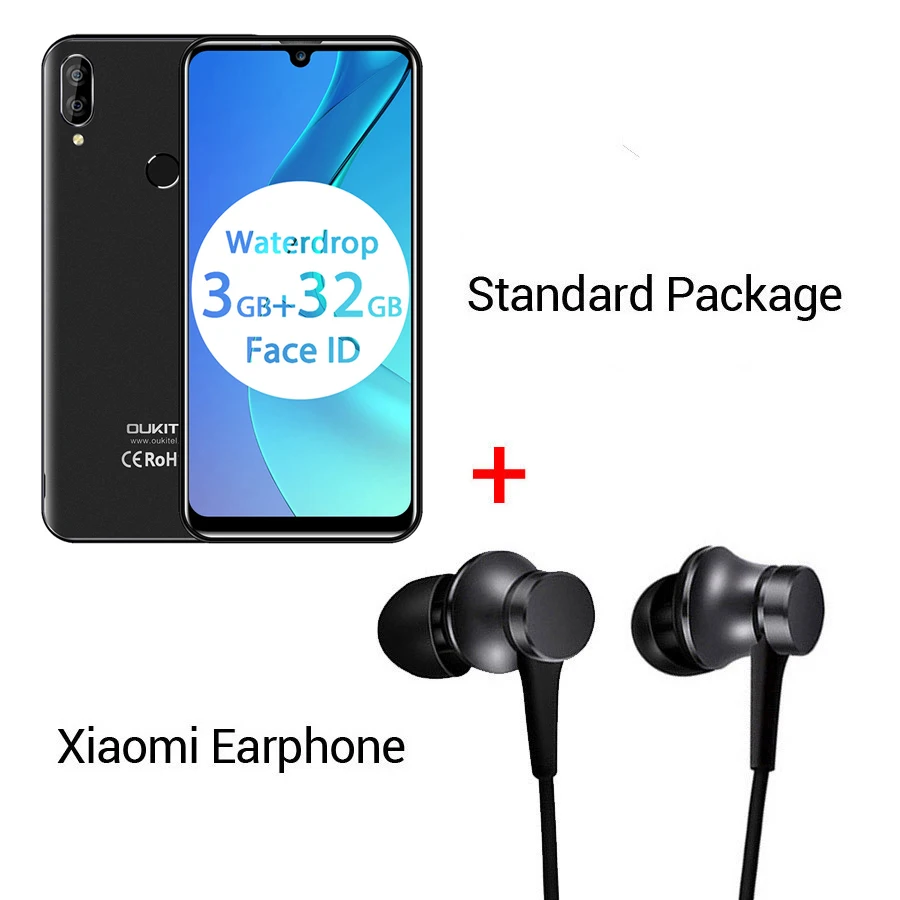 Black N Earphone OUKITEL C16 Pro 5,71 ''Android 9,0 19:9 MT6761P 3 ГБ 32 ГБ смартфон отпечаток пальца Лицо ID капля экран 5 В/1A 4G мобильный телефон - Цвет: Black N Earphone