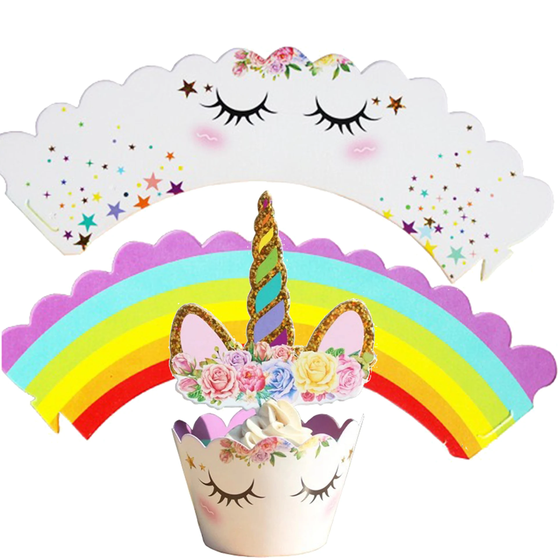 24 шт. декоративные обертки в виде единорога на день рождения кекса Единорога для