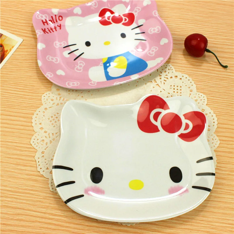 Kawaii Sanriod аниме столовые приборы серии мультфильм Милая Kitty детская тарелка для