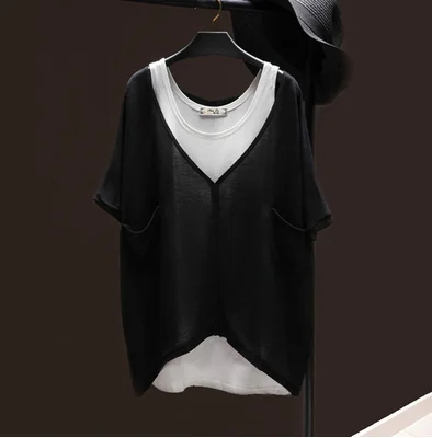 

han 2021 summer new Korean loose solid color top short sleeve t-shirt female V-neck vest