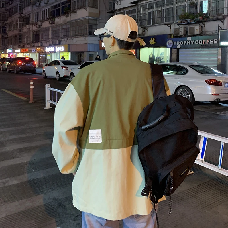 

2020 Spring And Autumn New Youth Popular Men's Collar Loose Jacket Korean Fashion Casual Top Jacket Army Green / Blue M-XL