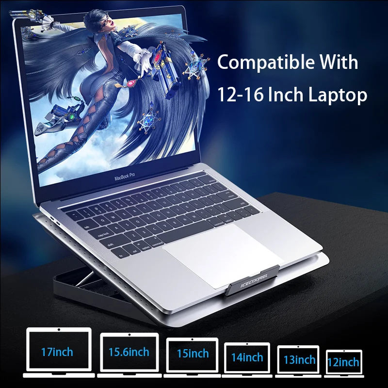gaming laptop cooler silent fan metal laptop cooling pads two usb port portable adjustable notebook stand for 12 16 inch laptop free global shipping
