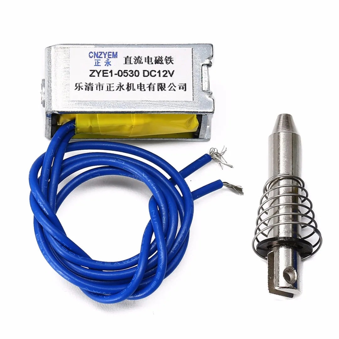 Электронный нормально-открытый электромагнитный клапан Push ZYE1-0530 DC 12V 1A 10mm Ход Pull