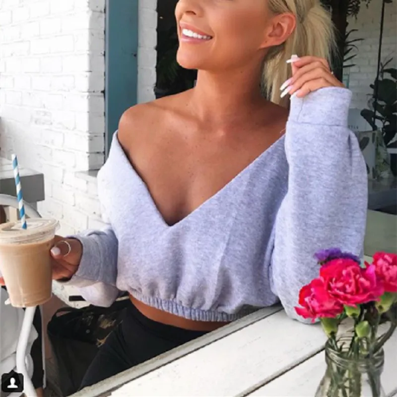 Женская Повседневная Укороченная рубашка с открытыми плечами длинным рукавом и