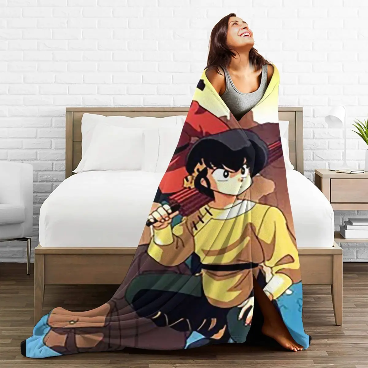 Ranma 1/2 Japan Anime Blanket Fleece Summer Chinese Kongfu Multifunction Warm Throw for Bed Travel Quilt |