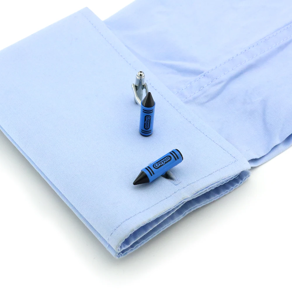 Мужские карандашные запонки качественный латунный материал синий цвет карандаш