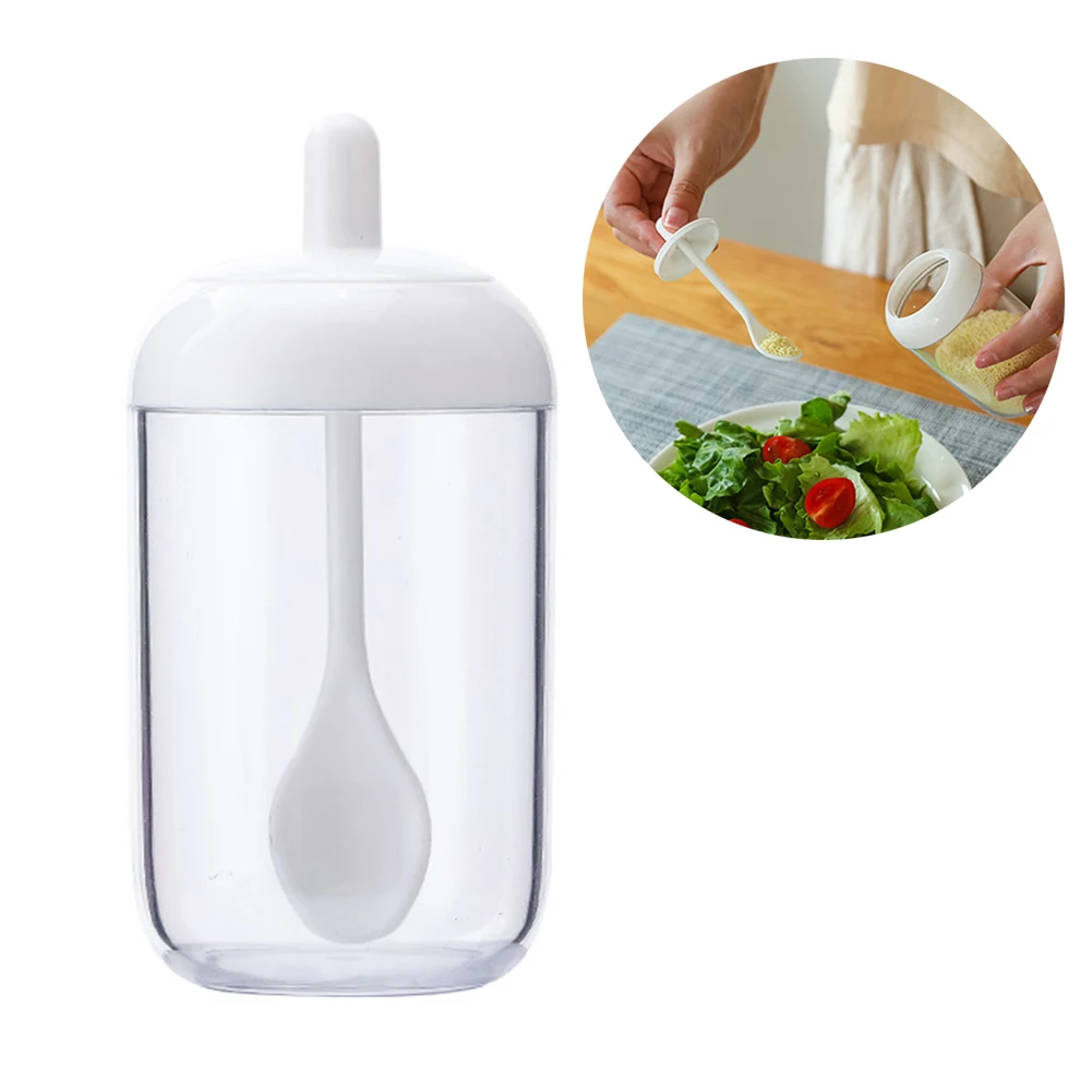 

Kitchen Supplies Plastic Seasoning Rack Jar Spice Pots Salt Tins Spice Storage Container Pepper Seasoning Kitchen Jar With Spoon