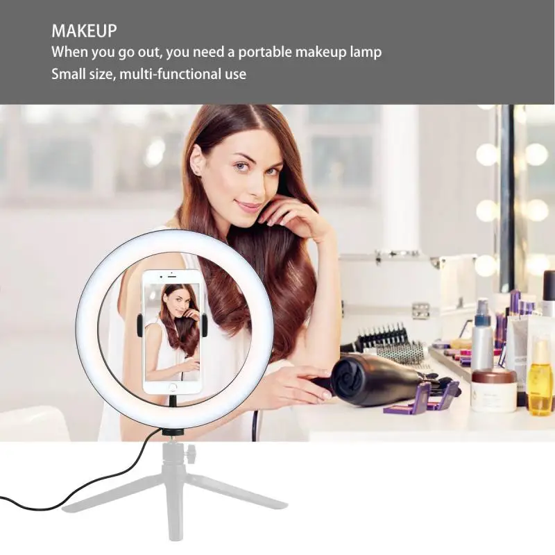 Кольцевой светодиодный светильник трехцветная лампа для селфи нанесения