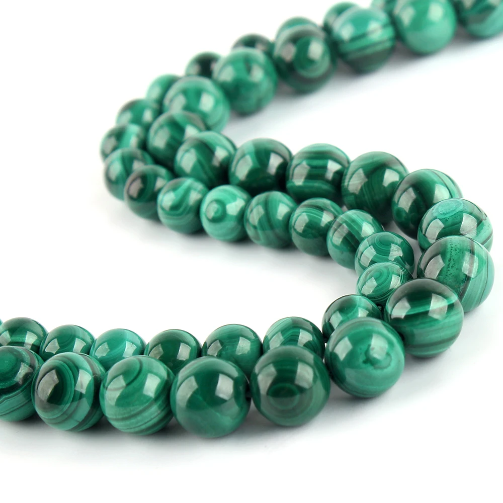 

A 15inch Full Strand 6/8mm Natural Round Loose Malachite for Jewelry Nacklace Bracelet Earrings Making High Quality