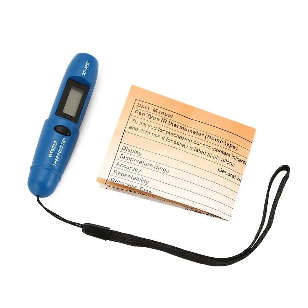 blue DT8220 цифровой ЖК-Мини Инфракрасный термометр измеритель температуры тестер Красный Лазерный Карманный Бесконтактный пирометр ручка бытовой - Цвет: blue