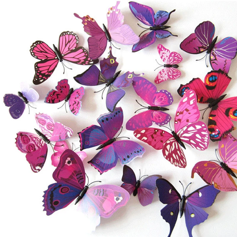 

12PCS PVC 3D Butterfly Wall Decor Cute Butterflies Wall Stickers Art Decal Home Decoration Room Wall Art Wallpaper