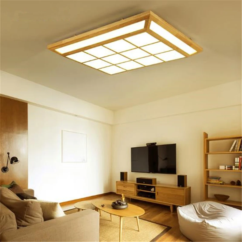 للبيع الشمال LED الخشب مكعب غرفة المعيشة ضوء السقف مربع شعرية النمط الياباني خشب متين مصباح ل ديكور غرفة نوم شحن مجاني IWP