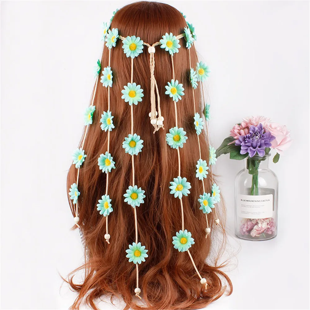 

7 Color Flower Headband Hair Accessories Festival Women Adjustable Headdress Boho Sunflower Hair Band Headwear