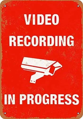 

Tin Sign New Aluminum Video Recording in Progress 11.8 x 7.8 Inch