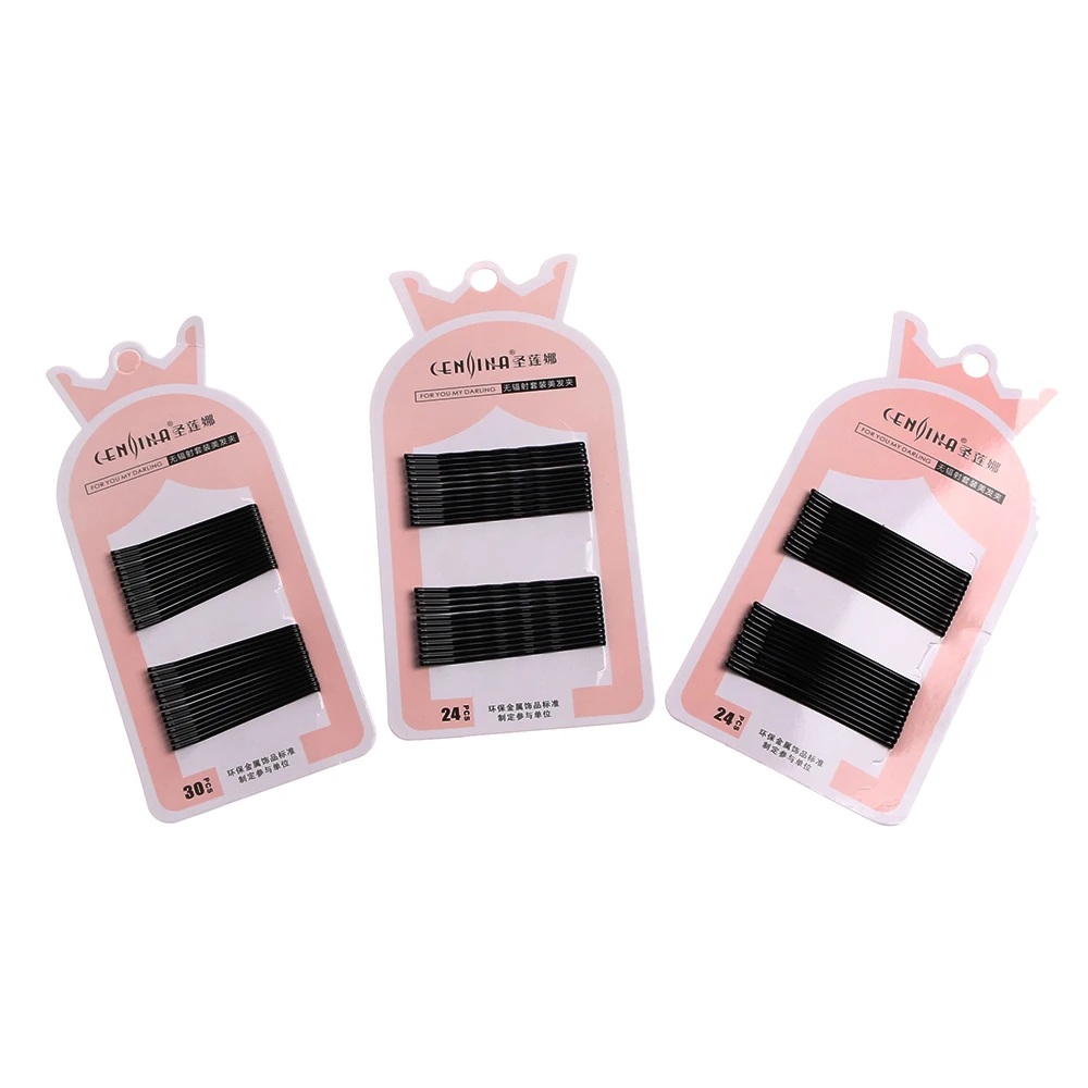 

24/30Pcs Invisible Hair Clips Flat Top Bobby Pins Wave Curve Hair Grips Salon Barrette Black Hair Accessories for Women Girls