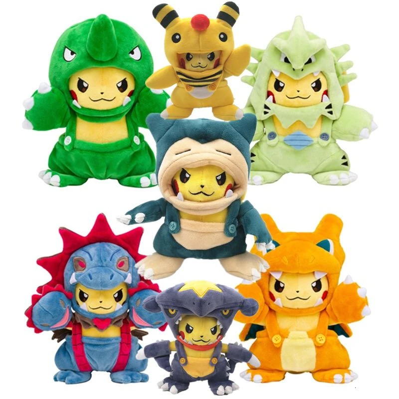 20 25 см Пикачу Косплэй Tyranitar Hydreigon Чаризард Snorlax Ampharos Garchomp Мягкие плюшевые