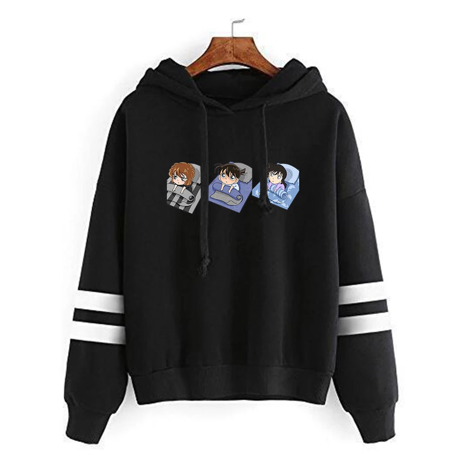 Black Detective Conan Fashion Print Case Closed Hoodies Outwear Sweatshirt Casual Unisex Soft Streetwear Trendy Hot sale Clothes - Цвет: Black