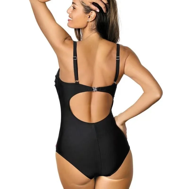 

New style swimsuit printing shoulder strap one-piece swimsuit Europe and the United States sexy open back ladies swimwear