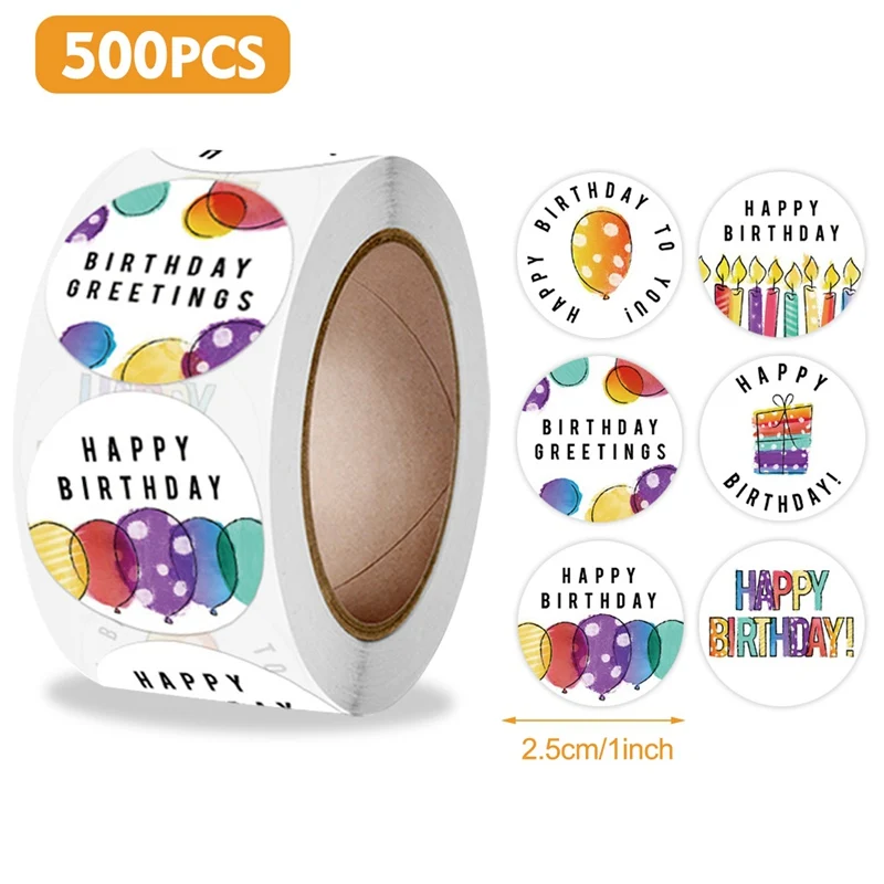 

500pcs Happy Birthday Candy Bag Sealing Sticker Gifts Box Labels Decoration