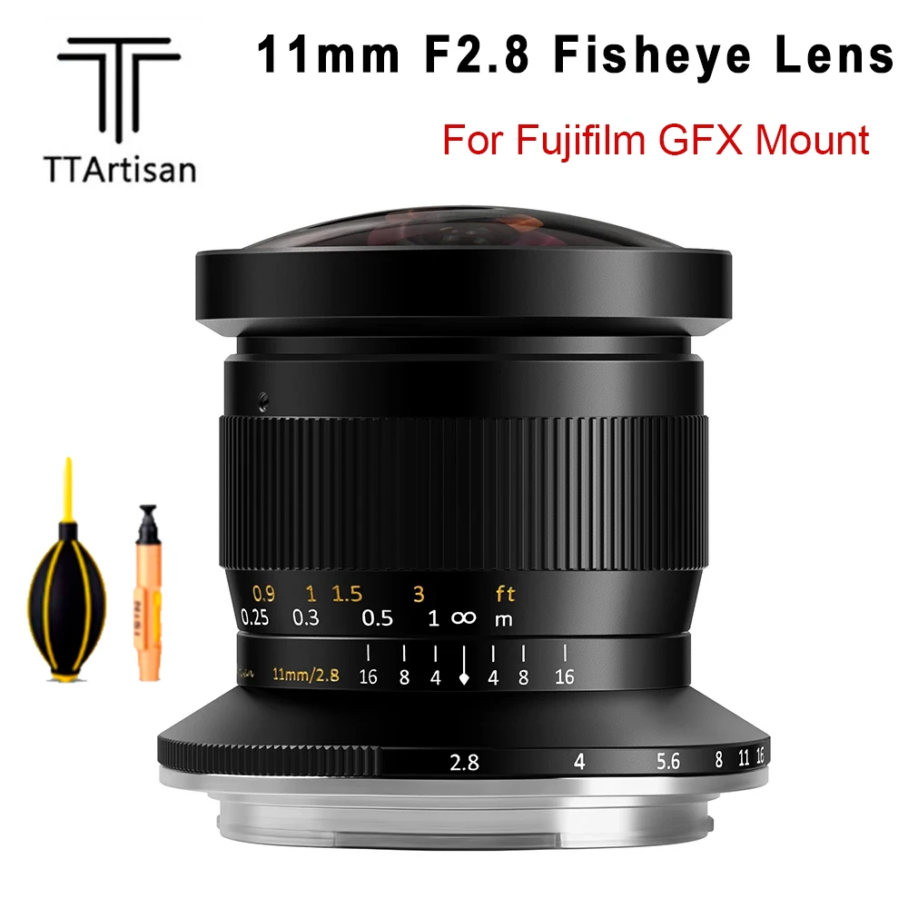 

TTArtisan 11 мм F2.8 широкоугольный объектив «рыбий глаз» с полной известностью, Большая диафрагма для Fuji Fujifilm GFX Mount Cameras GFX50S GFX50R GFX100