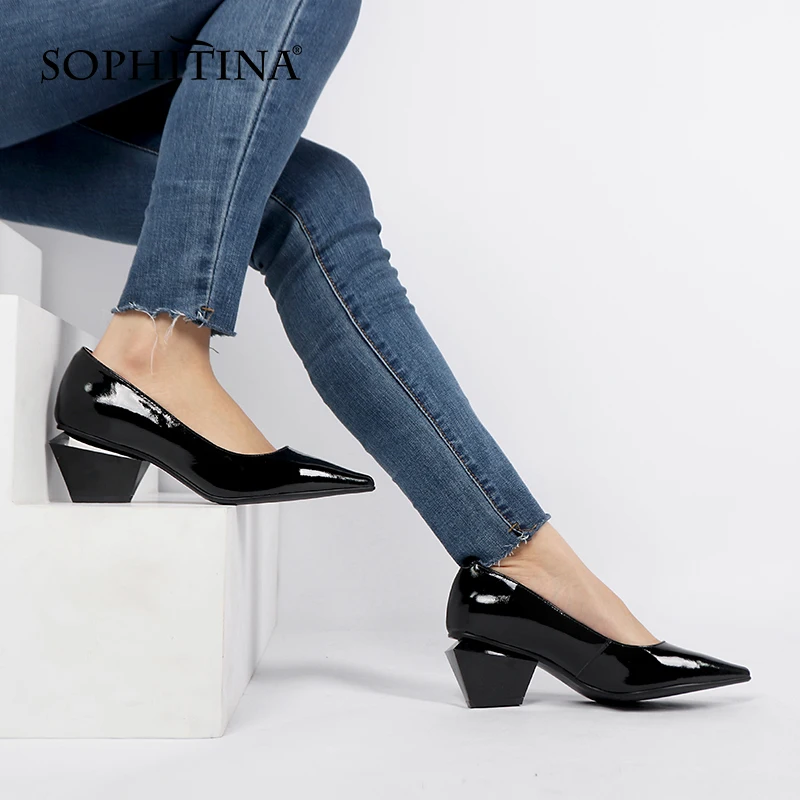 

SOPHITINA Office Ladies Pumps Fashion Genuine Leather Solid Color Female Shoes Pointed Toe Slip-On Spring Women's Shoes New K126