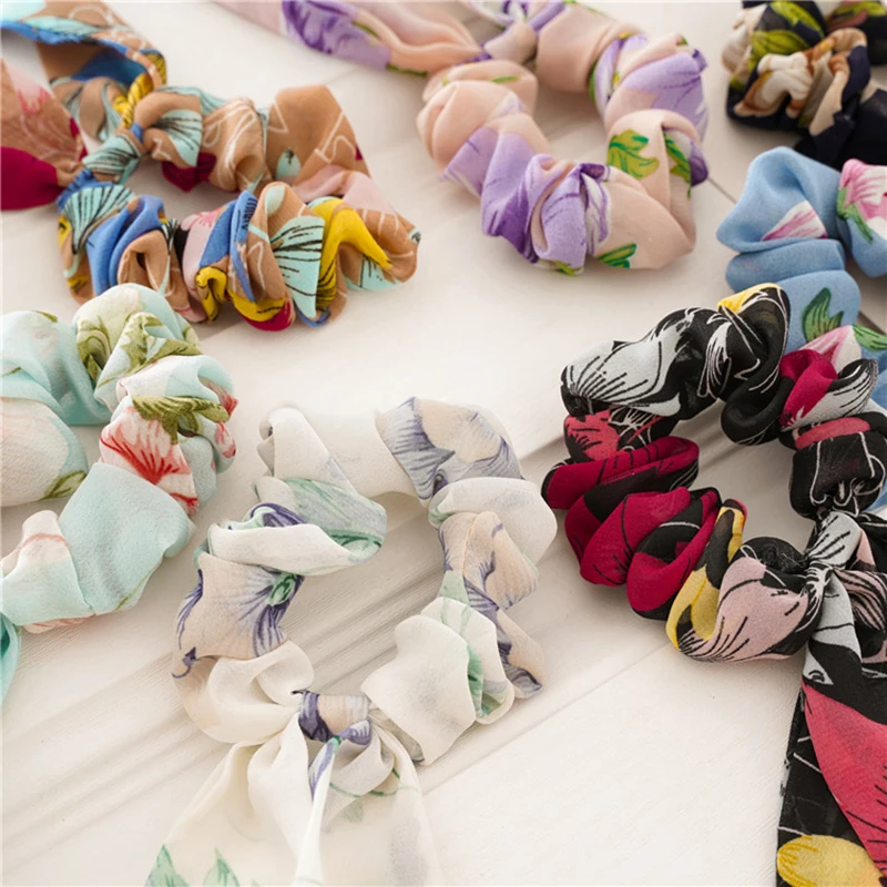 Резинки для волос с цветочным принтом длинные стримеры держатель конского