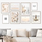 Декоративные плакаты с изображением прибрежного песчаного пляжа, спальни, цветочные постеры и принты для украшения гостиной