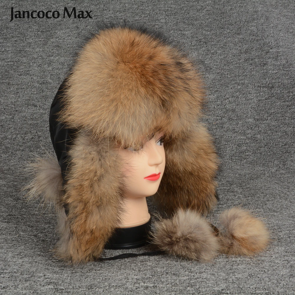 Женская шапка-ушанка Jancoco Max теплая зимняя из натурального Лисьего меха S7147