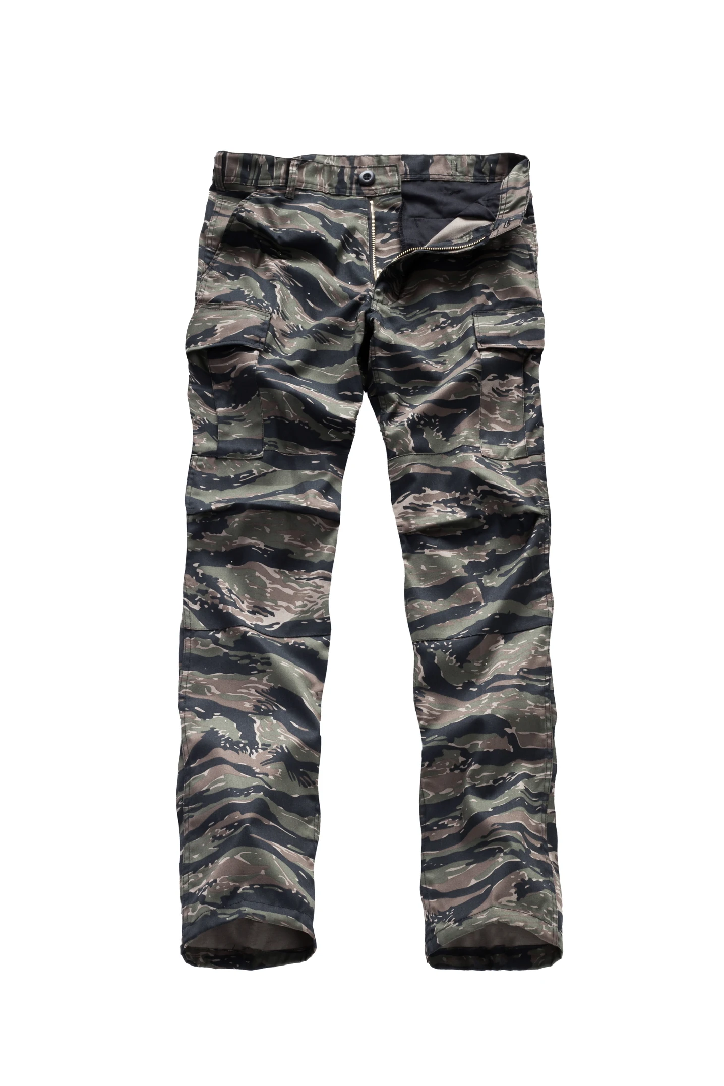 Tiger Stripe Camo Мужские военные армейские штаны BDU, уличные модные повседневные рабочие охотничьи брюки-карго на молнии - Цвет: Tiger Stripe Camo