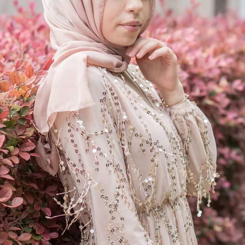 Пайетки Abaya турецкие платья хиджаб мусульманское платье Дубай женское Caftan