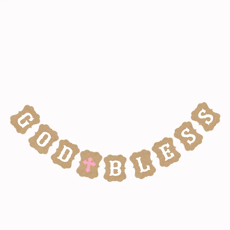 Пасхальный крест Бог благословит бумажный баннер гирлянда для крещения