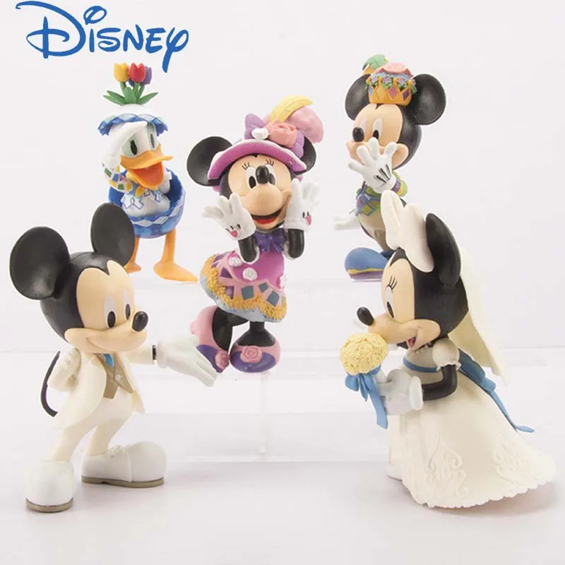 

Disney Anime Doll Toy White Wedding Mickey Mouse Minnie Princess Donald Duck Model Christmas Party Gift