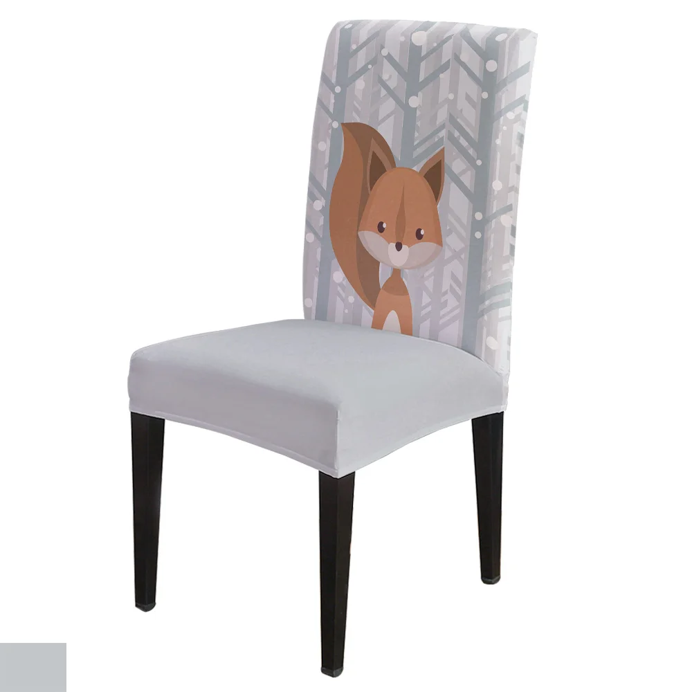 

Winter Woods Pine Fox Office Chair Cover Spandex Chair Cover Elastic Printing Home Hotel Wedding Dining Chair Covers
