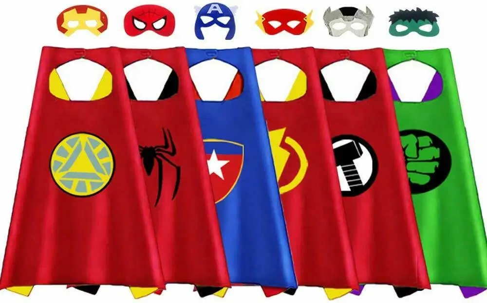 Новейшая детская накидка супергероя + маска для косплея двусторонний костюм
