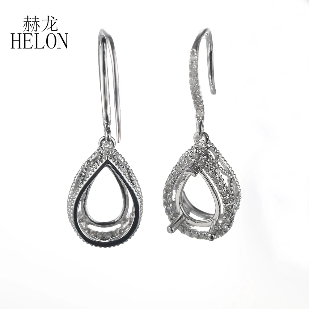 HELON груша огранки 5x8-7x10мм Твердые 10 к белое золото 0.3Ct Подлинные Бриллианты полу