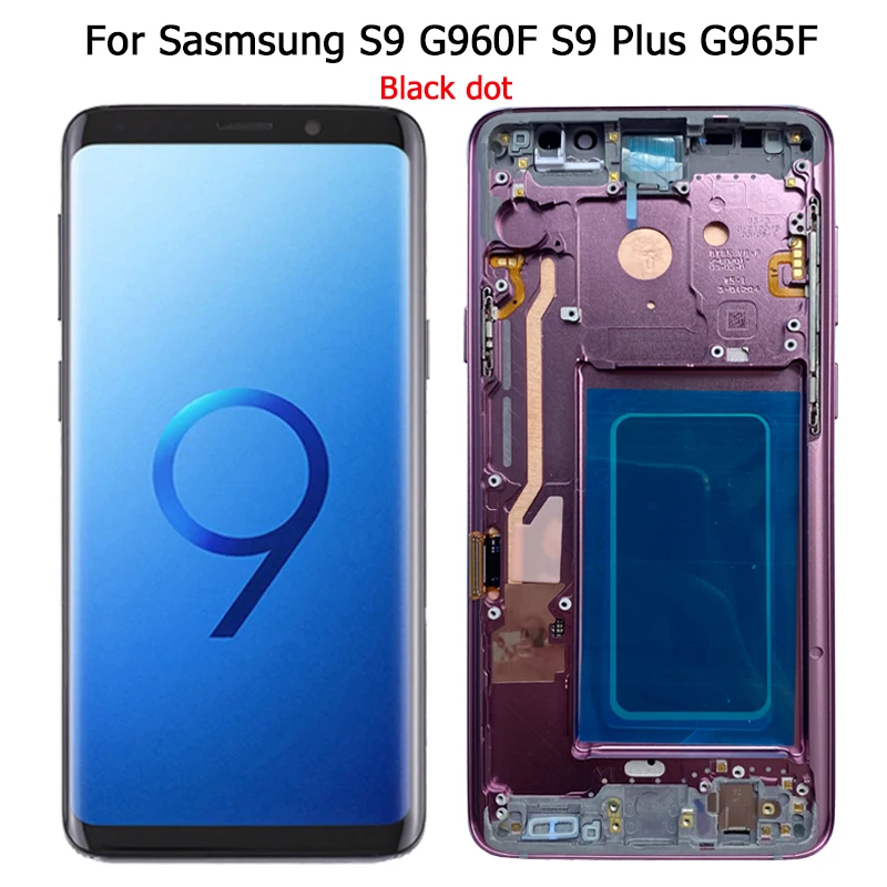 

С черной точкой S9 SM-G960F LCD для Samsung Galaxy S9 Plus дисплей с рамкой для S9 Plus G965F ЖК-дисплей сенсорный экран в сборе