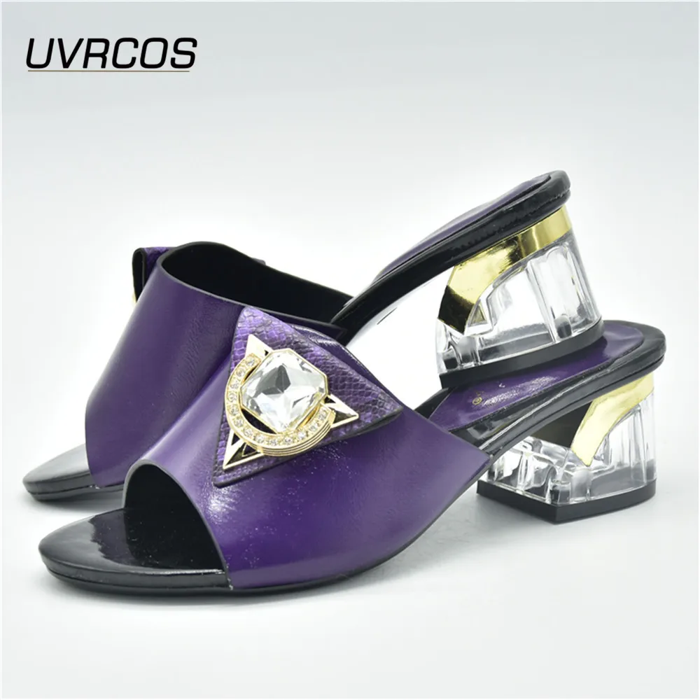 Nigerian Party 2021 Sandals Purple Arrival Women Wedding Shoes Pumps African With Banquet Slippers Luxury Decorated For Metal