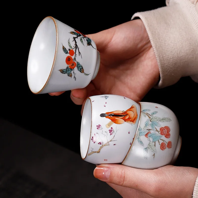 

Ruyao ceramic tea cup single cup Master Cup opening can raise Kung Fu tea set tea cup large tea bowl egg cup
