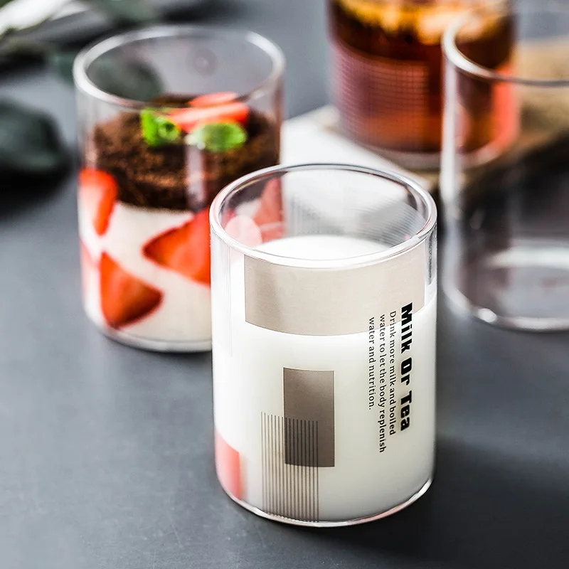 

European Minimalist Geometry Drink Cup Letter Water Glass Coffee Cups Breakfast Milk Cup Juice Glass Mugs for Home Office