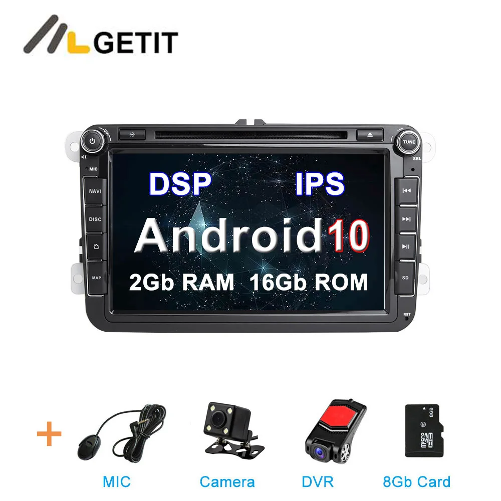 DSP ips Android 10 автомобильный DVD стерео радио gps для VW PASSAT CC Jetta Golf 5 6 Tiguan Touran Caddy EOS Sharan polo Leon Toledo - Цвет: 2G CAMERA-DVR-SD-DSP