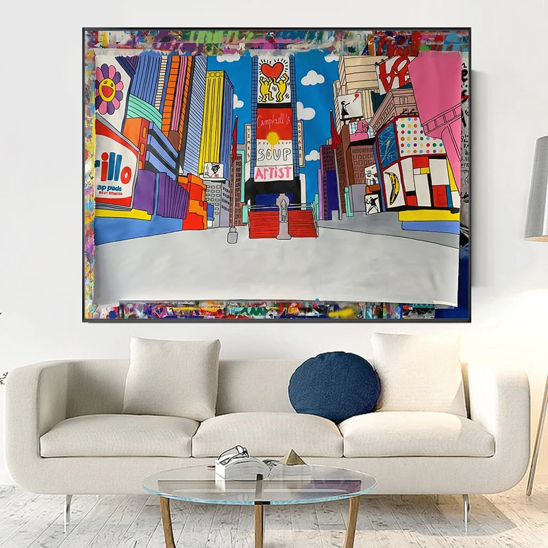 

Modern New York Canvas Painting Graffiti Art City Center Street Posters And Prints On Wall Art Picture For Livingroom Home Decor