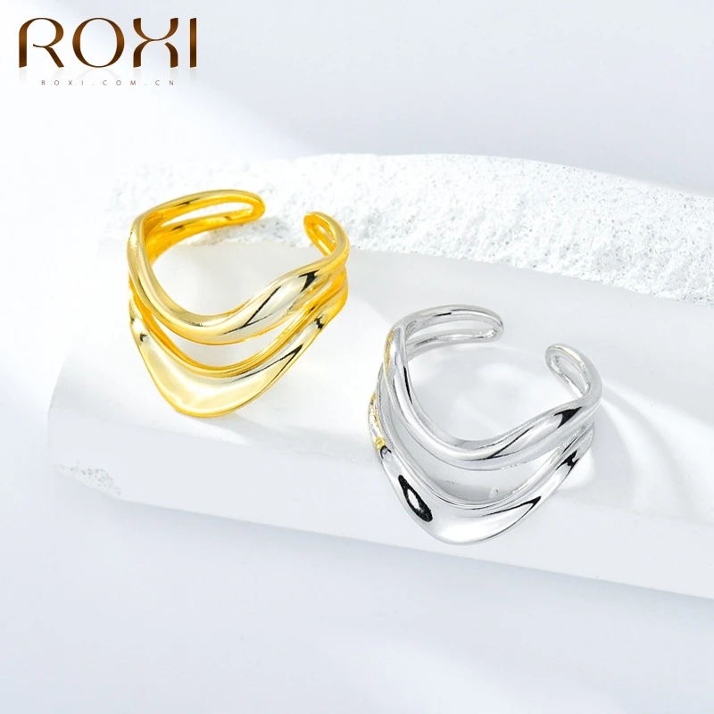 

ROXI Cold Wind Irregular Bumps Rings For Women Teen Silver 925 Jewelry Opening Finger Ring 2021 Trend Wave Rings Party Anillos