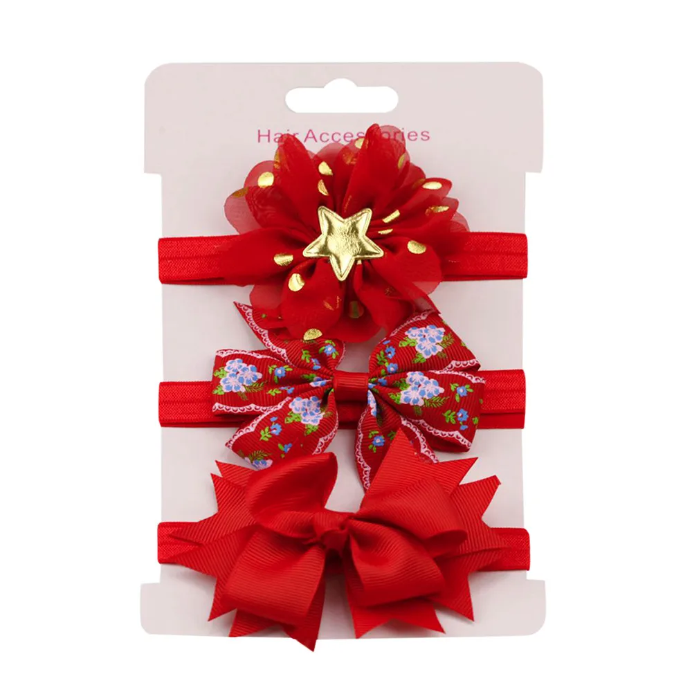 Повязка на голову детская эластичная с цветочным принтом 3 шт. набор для волос |