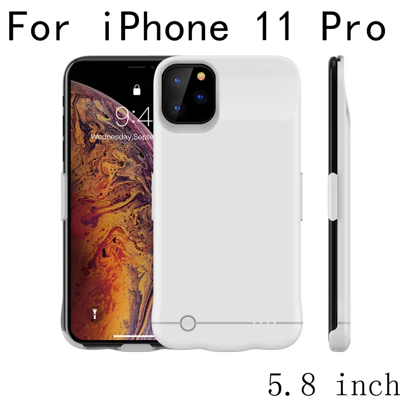 Тонкая батарея, зарядное устройство, чехлы для iPhone 11 Pro Max, внешний блок питания, чехол для iPhone 11, задняя крышка для аккумулятора, чехол для зарядки - Цвет: i11 Pro-White