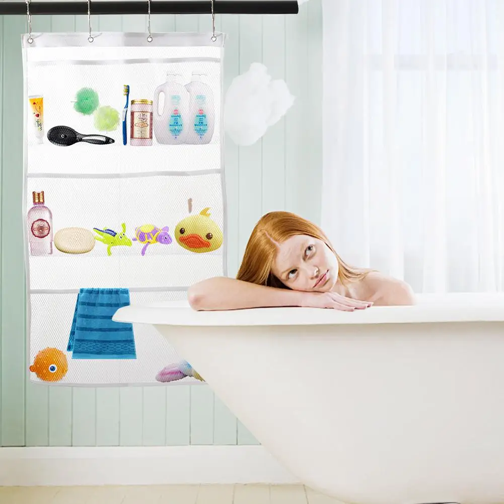 Быстросохнущий подвесной органайзер для ванной с 6 карманами вешать на занавеску