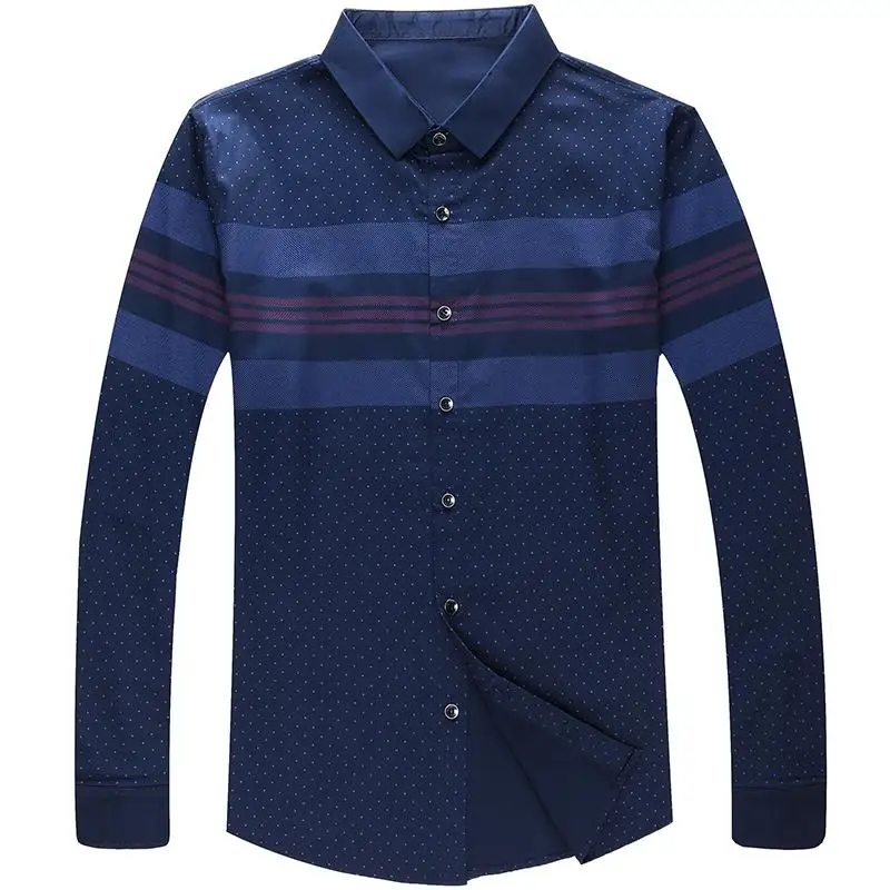 Мужская приталенная рубашка с длинным рукавом Повседневная в полоску винтажном