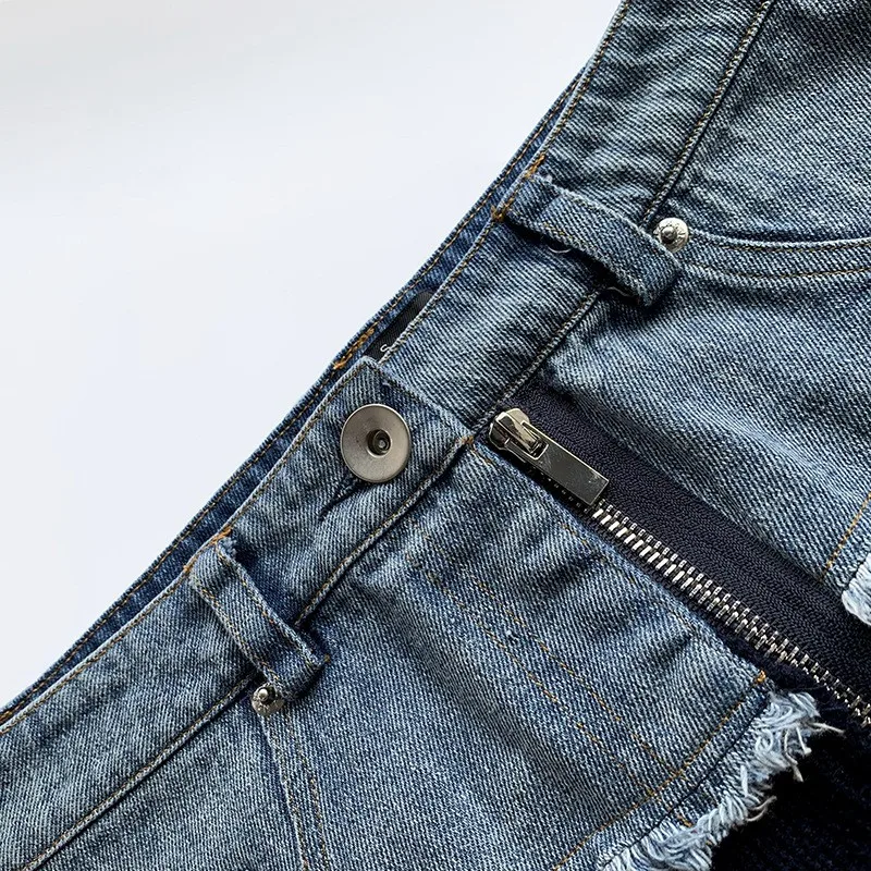 

Designer Women Zipper Hollow Out Turtleneck Sweater Top Patchwork Denim Sexy Skirt Two Piece Set High Street Ladies Outfits Suit