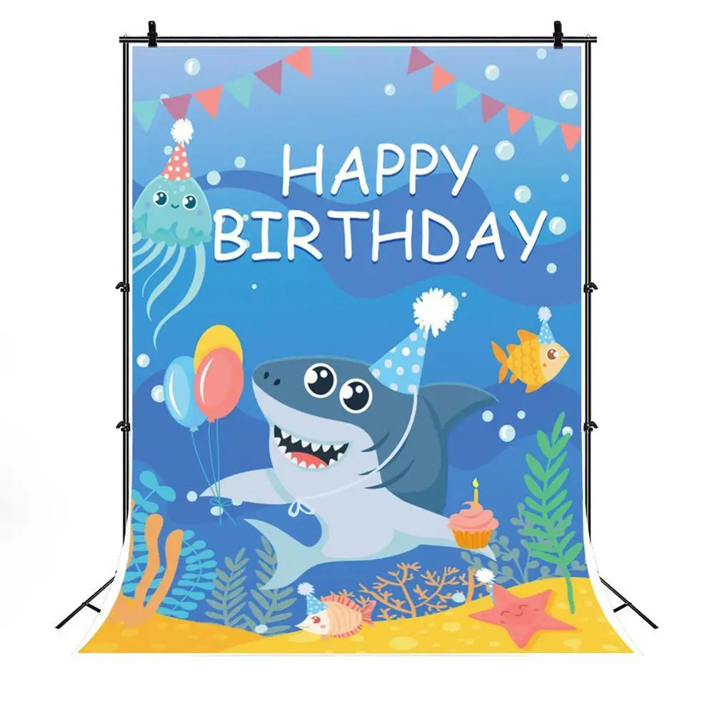 

Подводный мир улыбка Акула первый день Рождения Вечеринка фон детский душ мальчик вечеринка Декор фотография фон для фотостудии